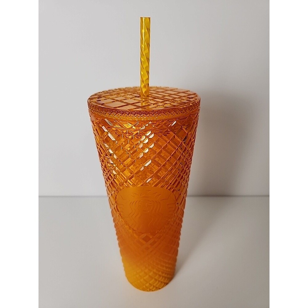 Starbucks 2022 Summer Orange Mango Ombre Jeweled Venti Cold Cup Tumbler 24oz